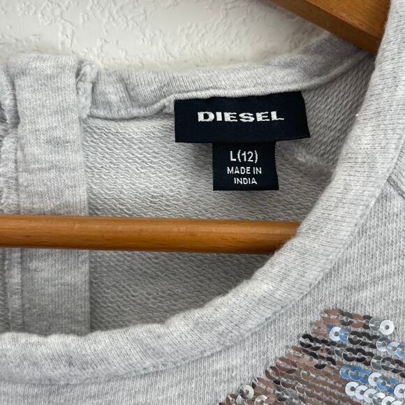 Diesel Girls Grey Sequin Logo Romper One-Piece Shorts Size Large 12 Short Sleeve - Picture 4 of 10